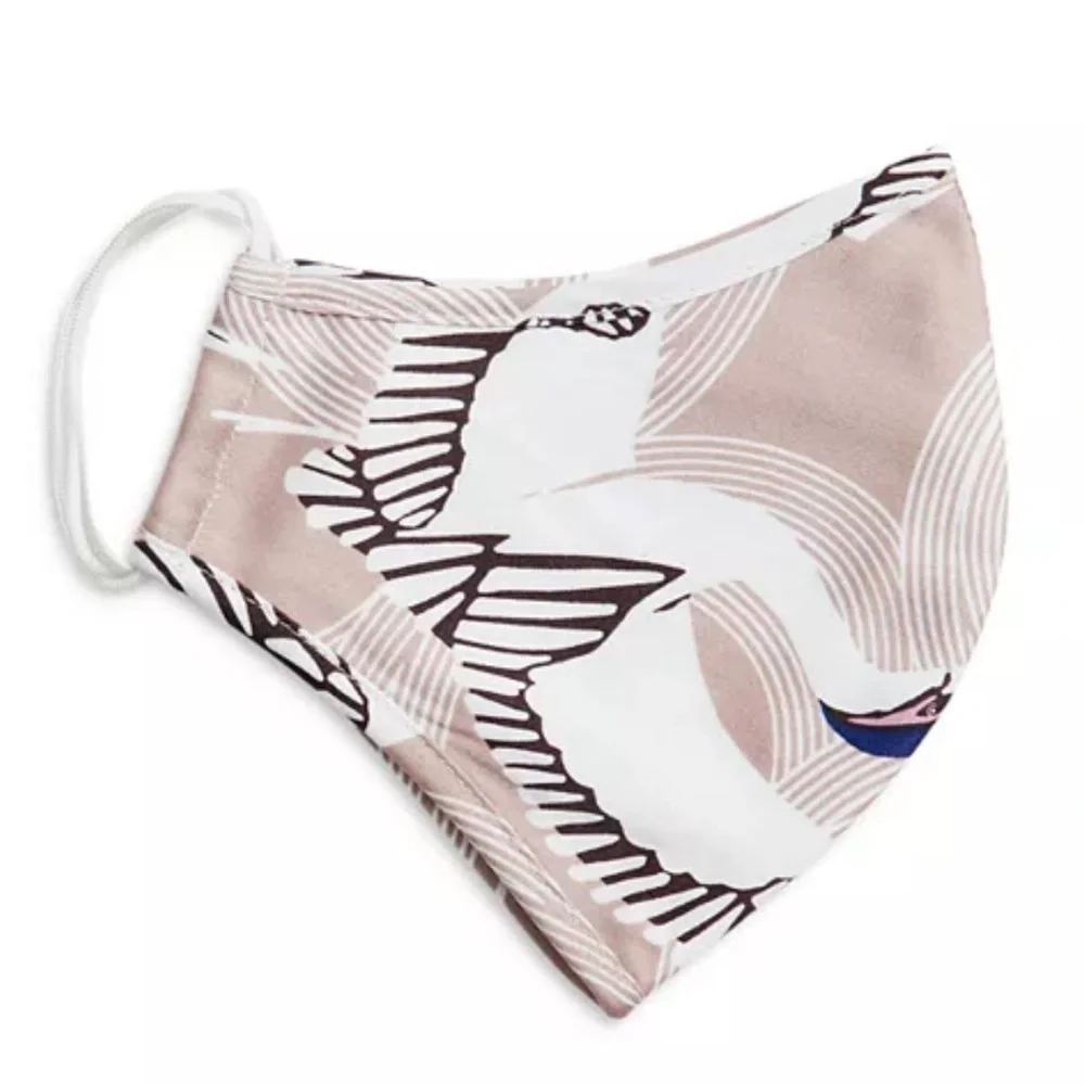 Stylish Tan and White Crane Pattern Face Mask TED BAKER Reversible Reusable